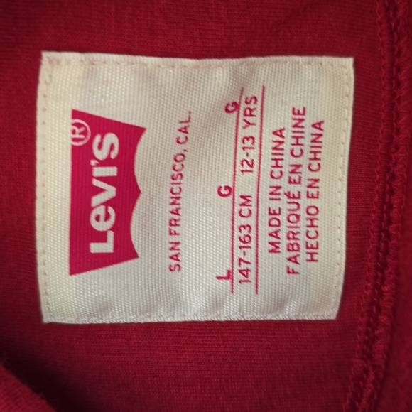 LEVIS BRAND SIGNATURE BOYS RED PULLOVER HOODIE SWEATSHIRT SIZE LARGE - Picture 6 of 11